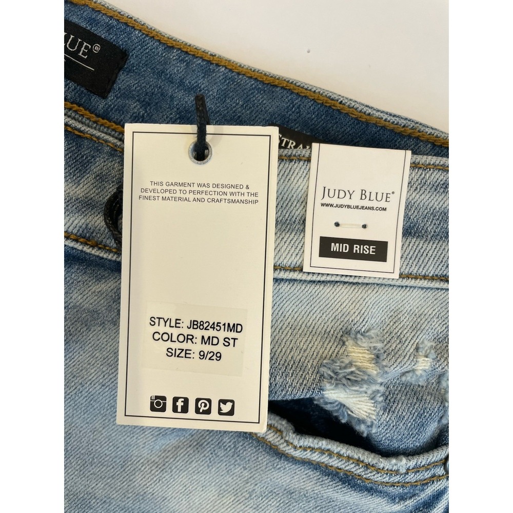NEW Judy Blue Straight Fit Jeans Womens 9/29 Blue Stretch Mid Rise J882451MD - Picture 6 of 9